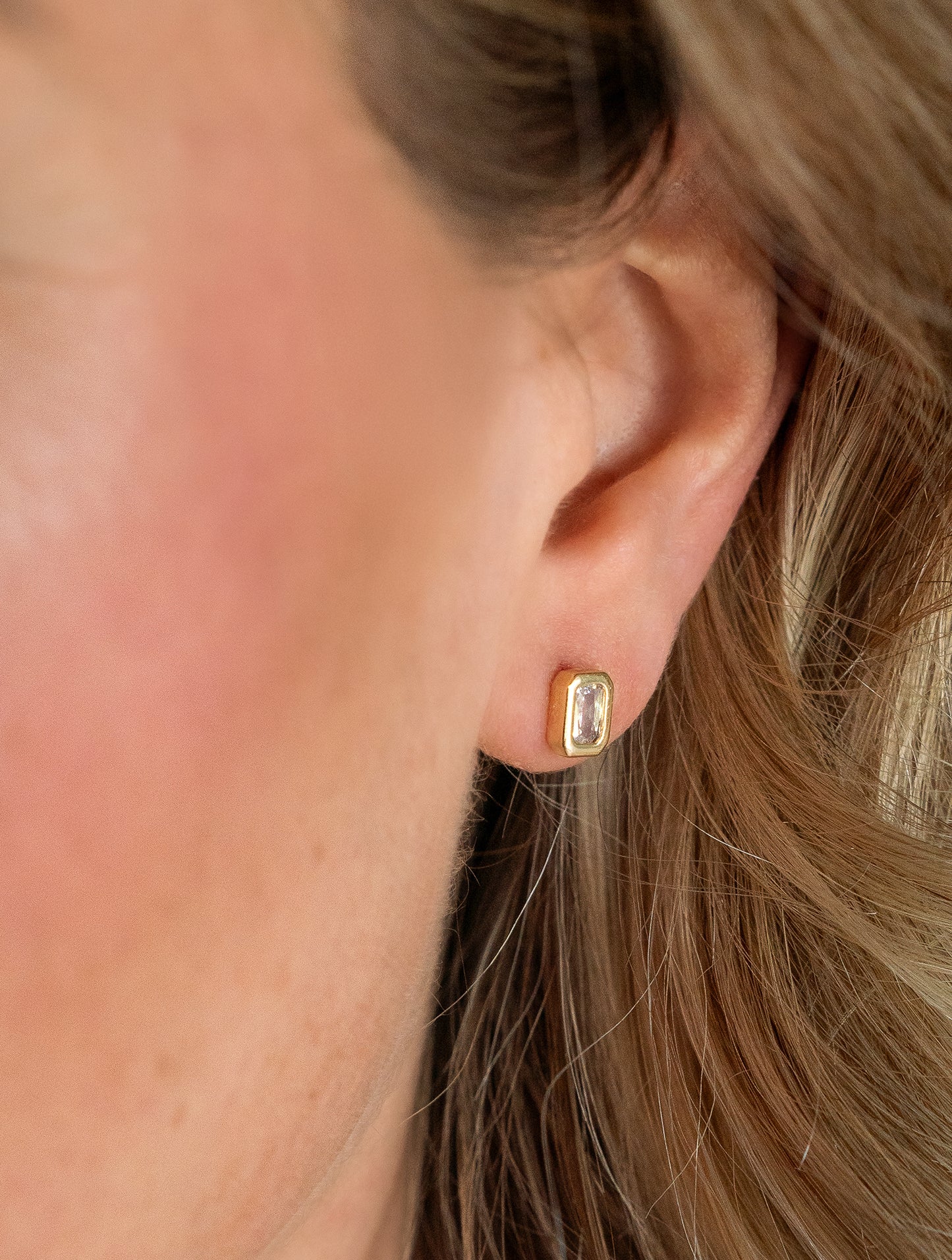Bezeled Baguette Studs