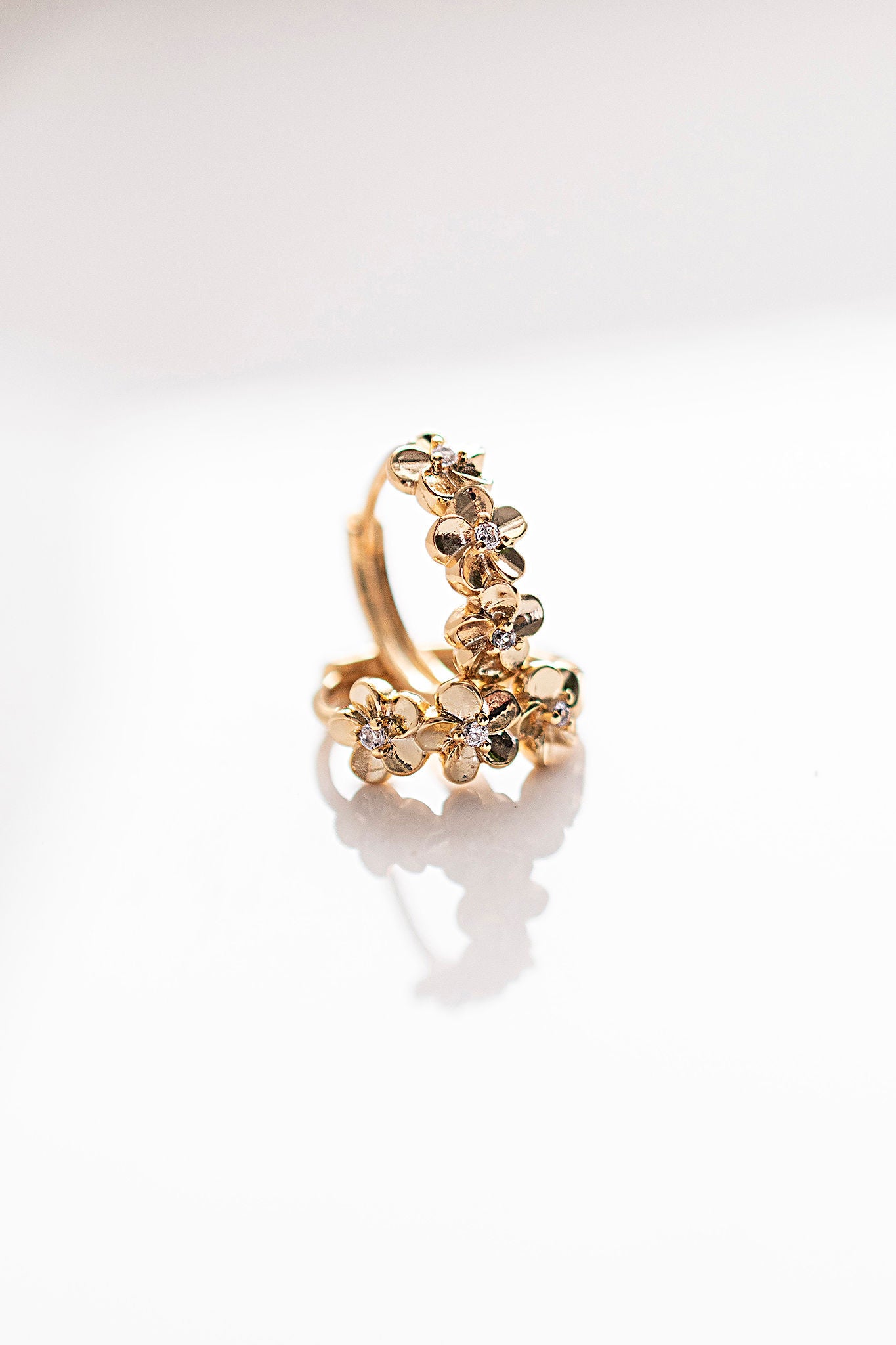 Floral CZ Hoops