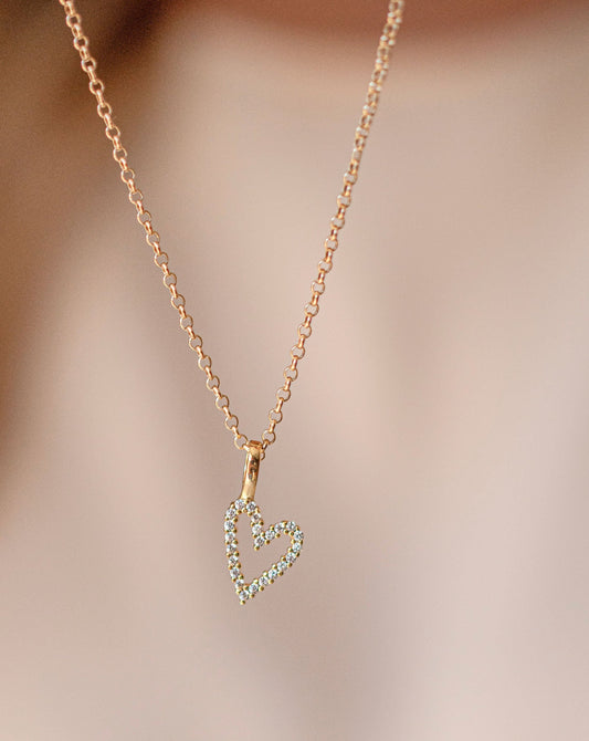 CZ Heart Charm Necklace