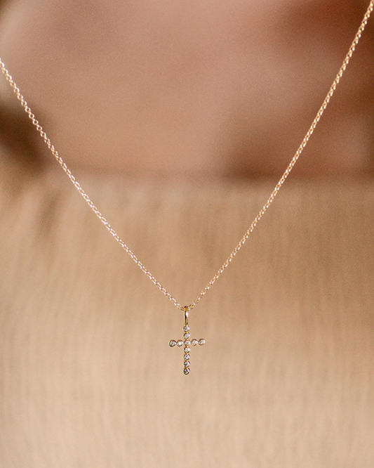 CZ Cross Charm Necklace