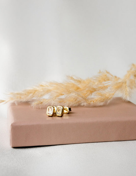 Bezeled Baguette Studs
