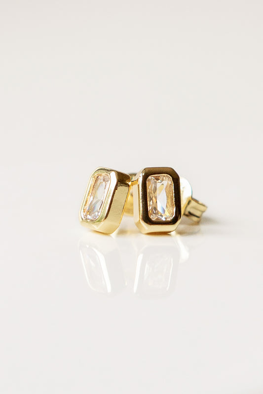 Bezeled Baguette Studs