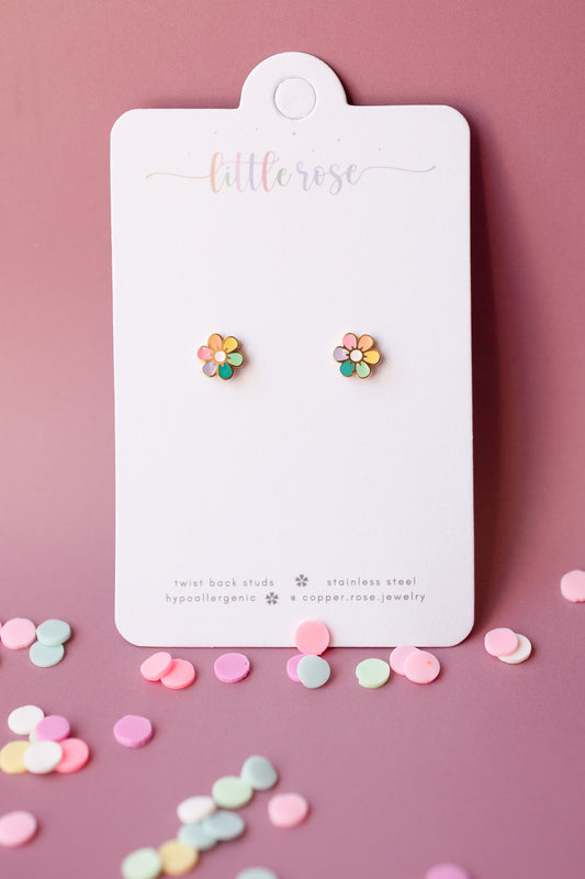 Rainbow Flower Studs
