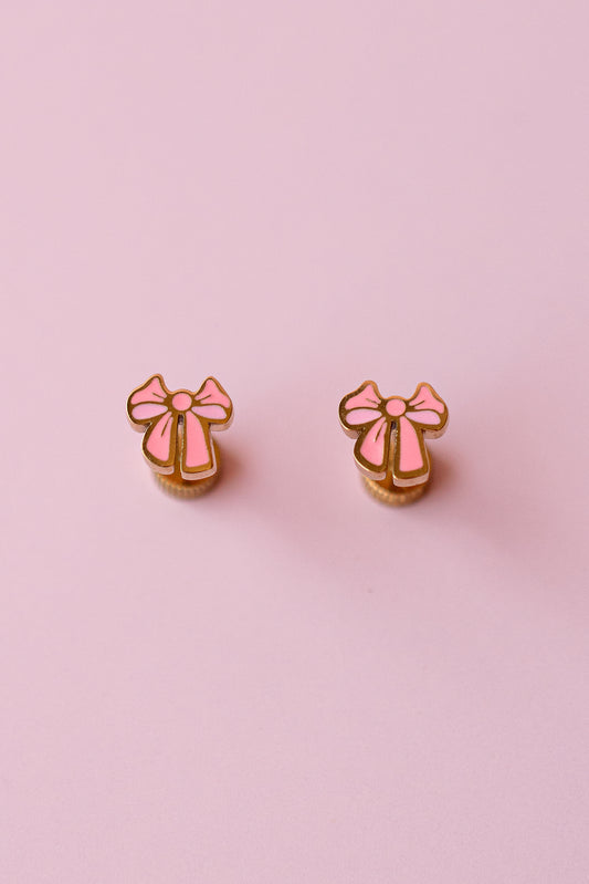 Pink Bow Studs