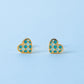 Checkered Blue Heart Studs