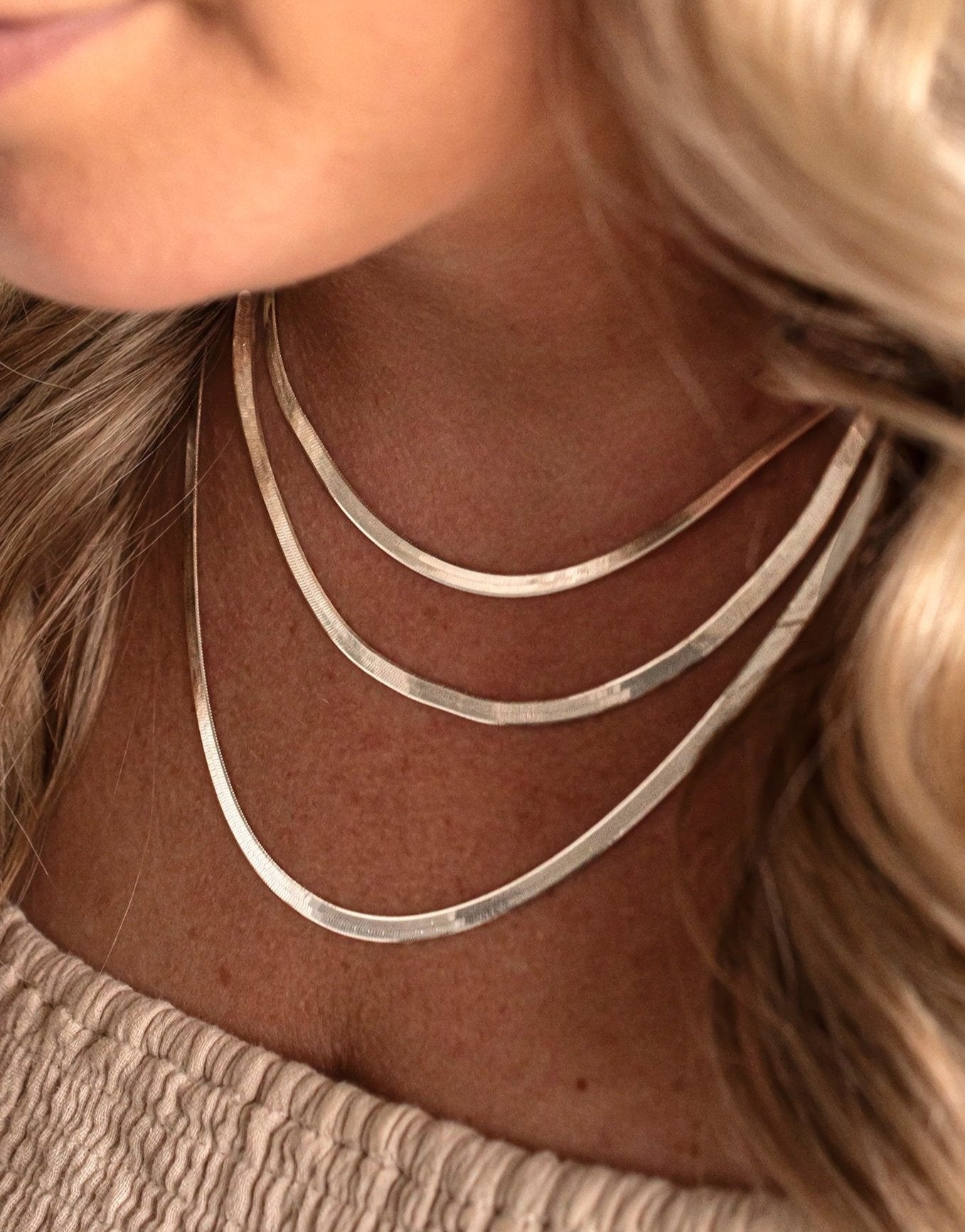 Vintage Herringbone Necklace - SILVER