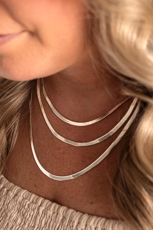 Vintage Herringbone Necklace - SILVER