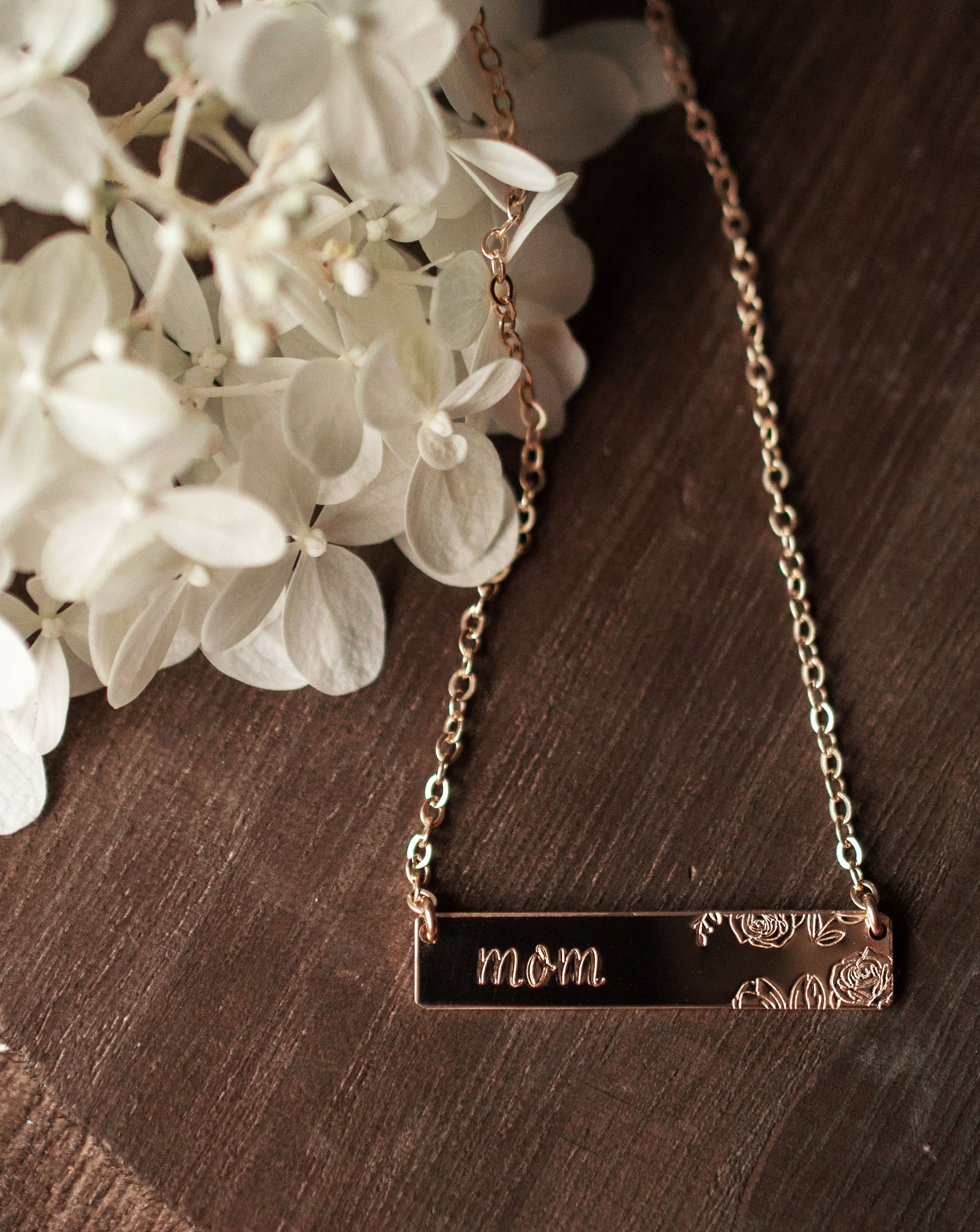 Rose Gold Mothers Day Bar Necklace Bar Necklace